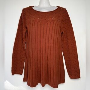 Skye's The Limit Wonderfall Stitched Long Sleeve Sweater Women sz L Coral Fall